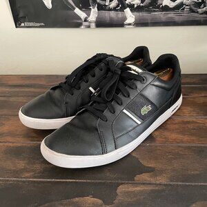 Lacoste Black Leather Low‑Top Sneakers | Men’s 10.5 US | Minimal Wear